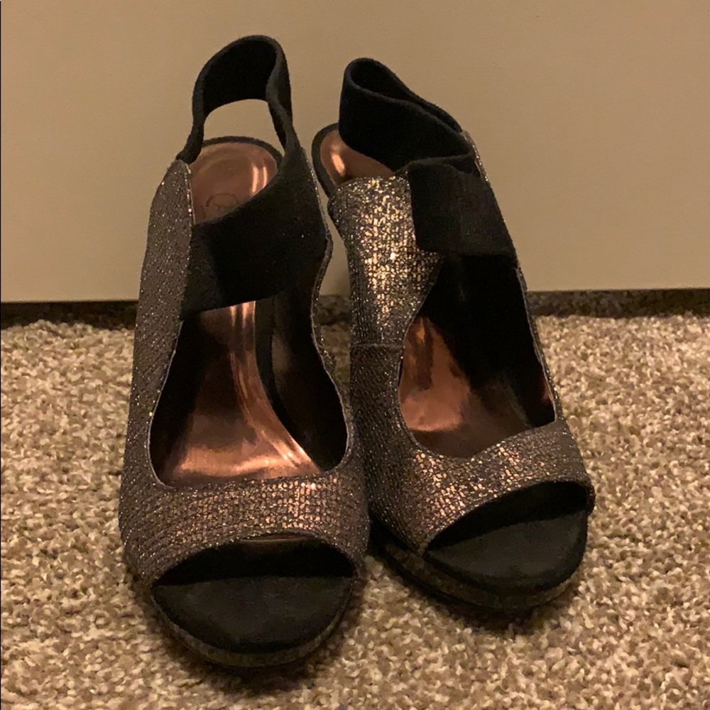 Bronze and black heels